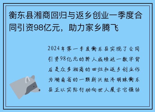 衡东县湘商回归与返乡创业一季度合同引资98亿元，助力家乡腾飞